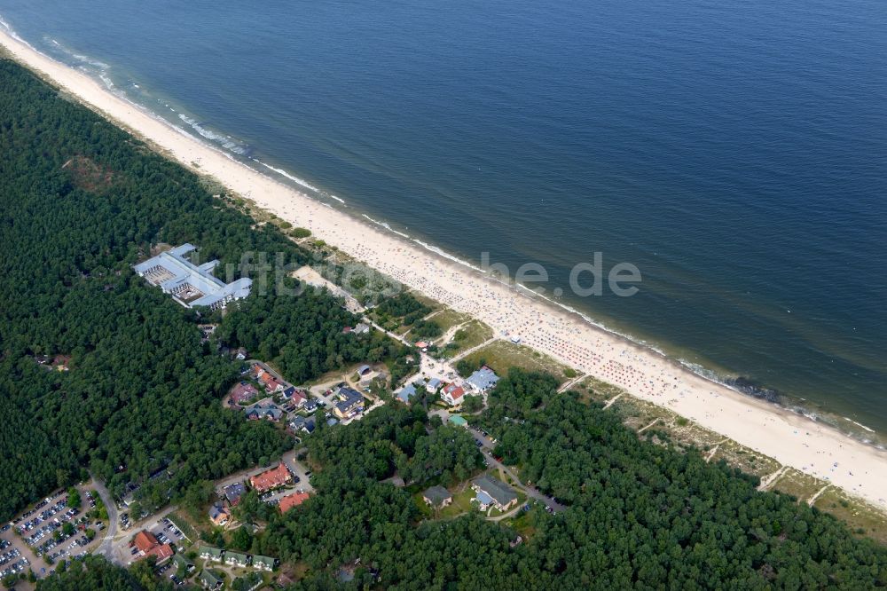 Luftbild Trassenheide - Sandstrand- Landschaft an der Ostsee in Trassenheide im Bundesland Mecklenburg-Vorpommern