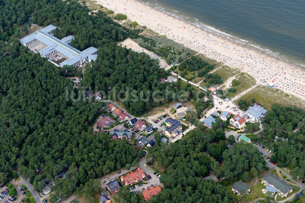 Trassenheide von oben - Sandstrand- Landschaft an der Ostsee in Trassenheide im Bundesland Mecklenburg-Vorpommern