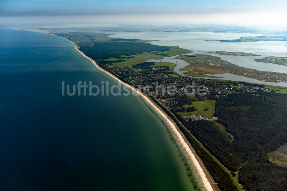 Zingst von oben - Sandstrand- Landschaft der Ostsee in Zingst im Bundesland Mecklenburg-Vorpommern, Deutschland