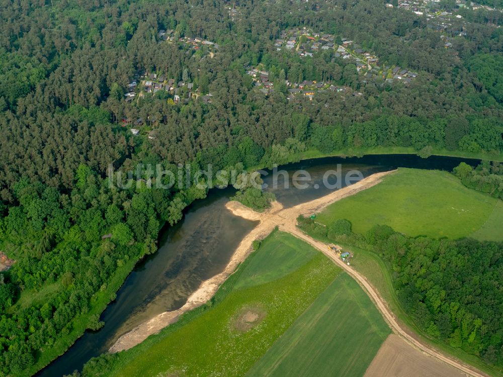 Luftbild Ahsen - Sandstrand- Uferlandschaft der Lippe in Ahsen im Bundesland Nordrhein-Westfalen, Deutschland