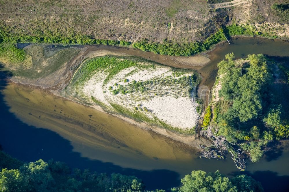 Ahsen aus der Vogelperspektive: Sandstrand- Uferlandschaft der Lippe in Ahsen im Bundesland Nordrhein-Westfalen, Deutschland