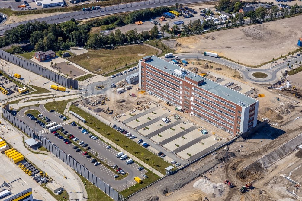 Luftbild Bochum - Sanierung eines Büro- und Geschäftshauses O-Werk und Neubau der Straßenführung in Bochum im Bundesland Nordrhein-Westfalen, Deutschland