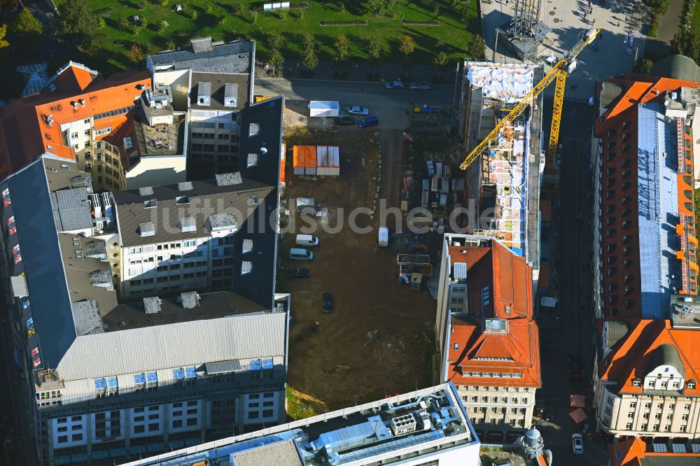 Luftbild Leipzig - Sanierung eines Gebäudekomplexes des Projekts Harmelinquartier im Ortsteil Zentrum in Leipzig im Bundesland Sachsen, Deutschland