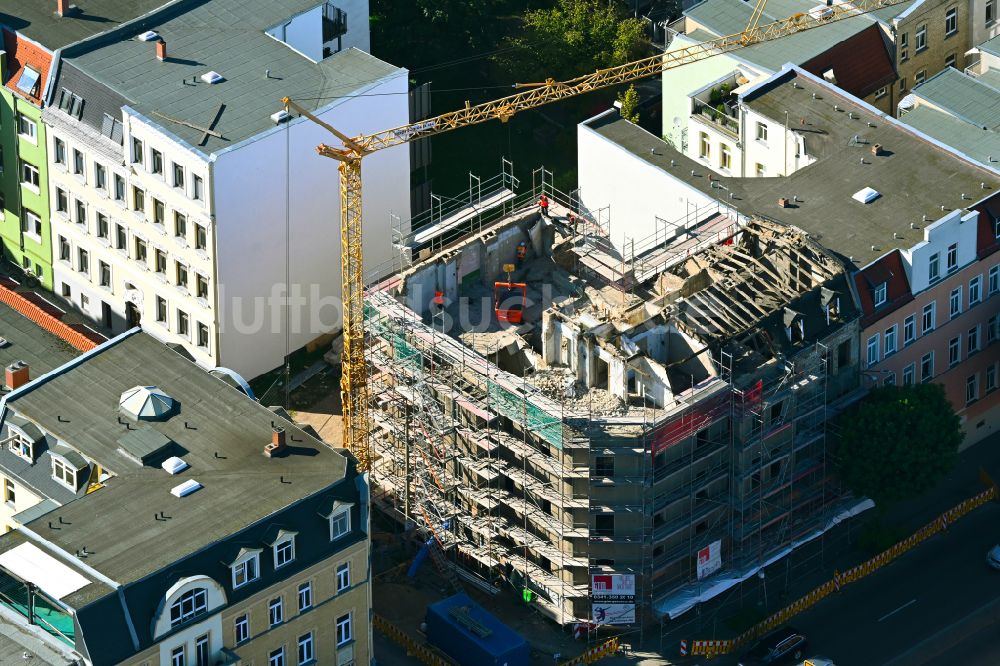 Luftaufnahme Halle (Saale) - Sanierung eines Gebäudekomplexes Volkmannstraße Ecke Krukenbergstraße in Halle (Saale) im Bundesland Sachsen-Anhalt, Deutschland