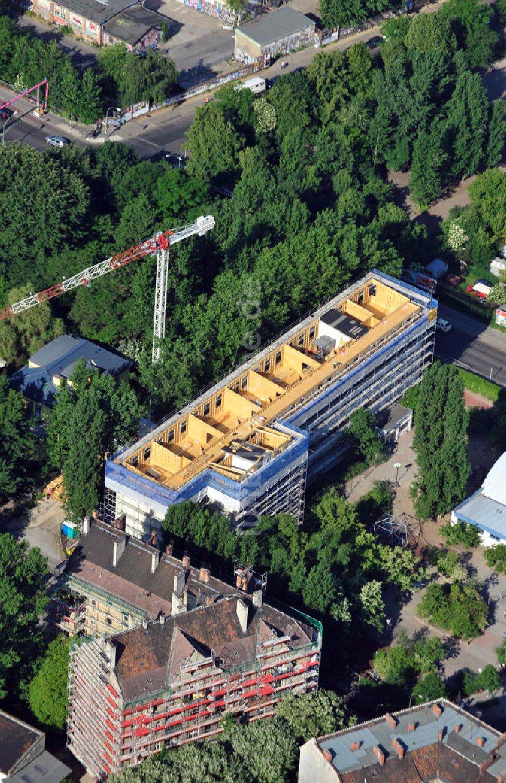 Luftaufnahme Berlin - Sanierung Modersohn Grundschule in Berlin-Friedrichshain