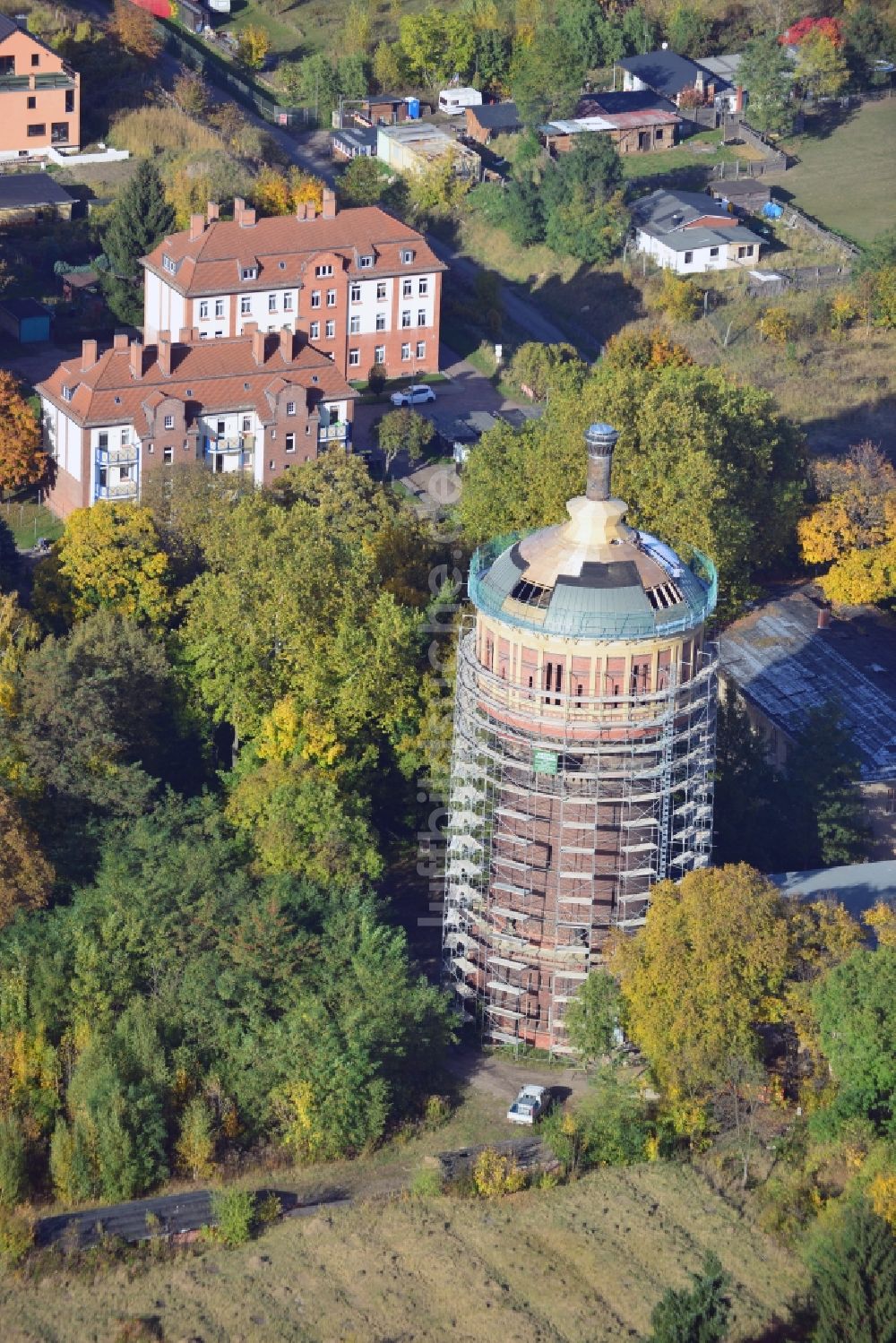 Luftbild Magdeburg - Sanierung des Salbker Wasserturmes in Magdeburg im Bundesland Sachsen-Anhalt