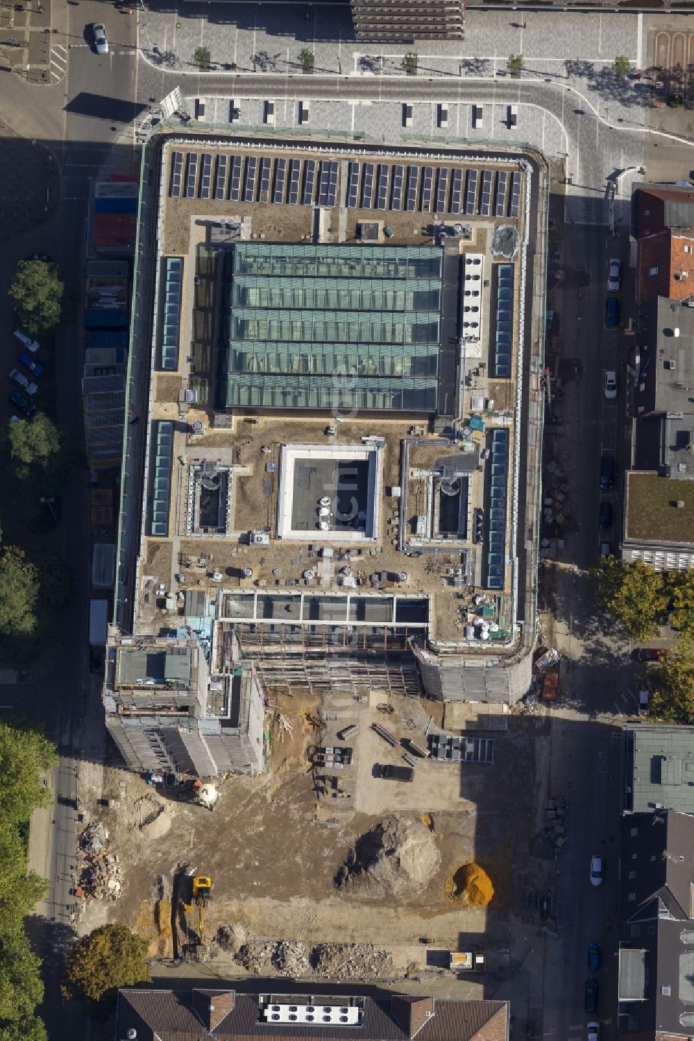 Gelsenkirchen aus der Vogelperspektive: Sanierung und Umbau des Hans-Sachs-Haus , dem Rathaus in Gelsenkirchen im Bundesland Nordrhein-Westfalen NRW