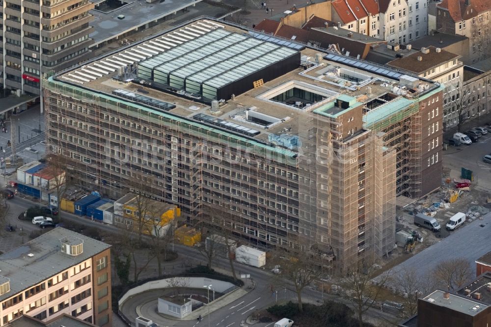 Gelsenkirchen aus der Vogelperspektive: Sanierung und Umbau des Hans-Sachs-Haus , dem Rathaus in Gelsenkirchen im Bundesland Nordrhein-Westfalen NRW