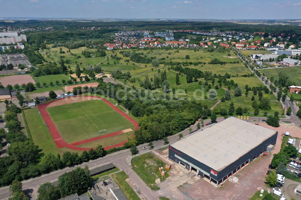 Luftbild Halle (Saale) - Sanierung der Veranstaltungshalle Sparkassen-Eisdom in Halle (Saale) im Bundesland Sachsen-Anhalt, Deutschland