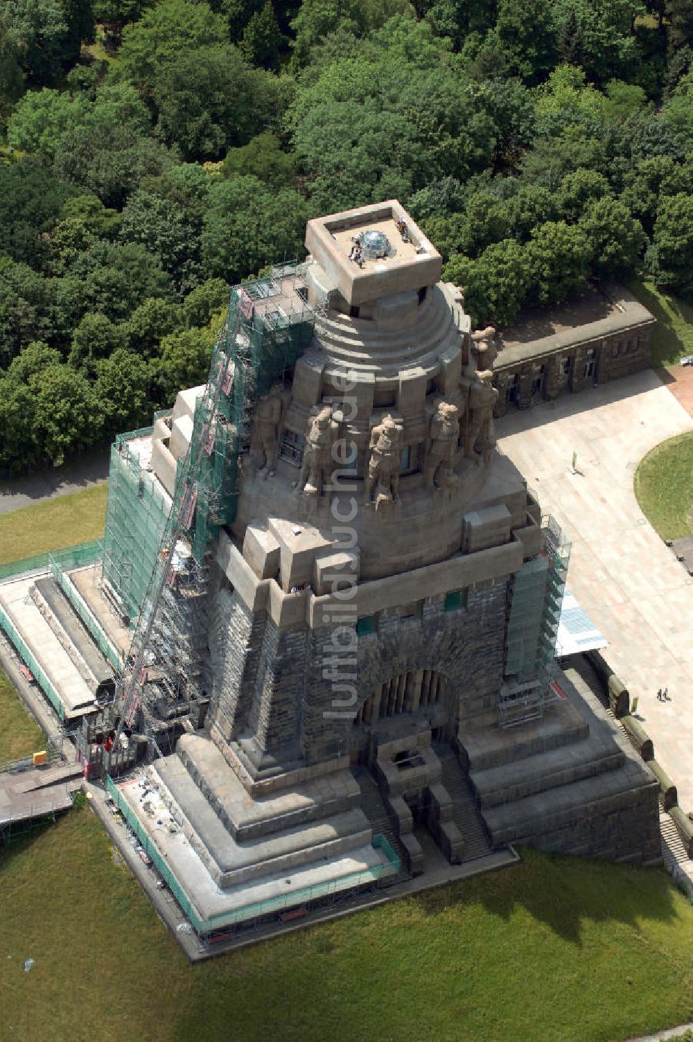 Luftaufnahme Leipzig - Sanierung Völkerschlachtdenkmal Leipzig