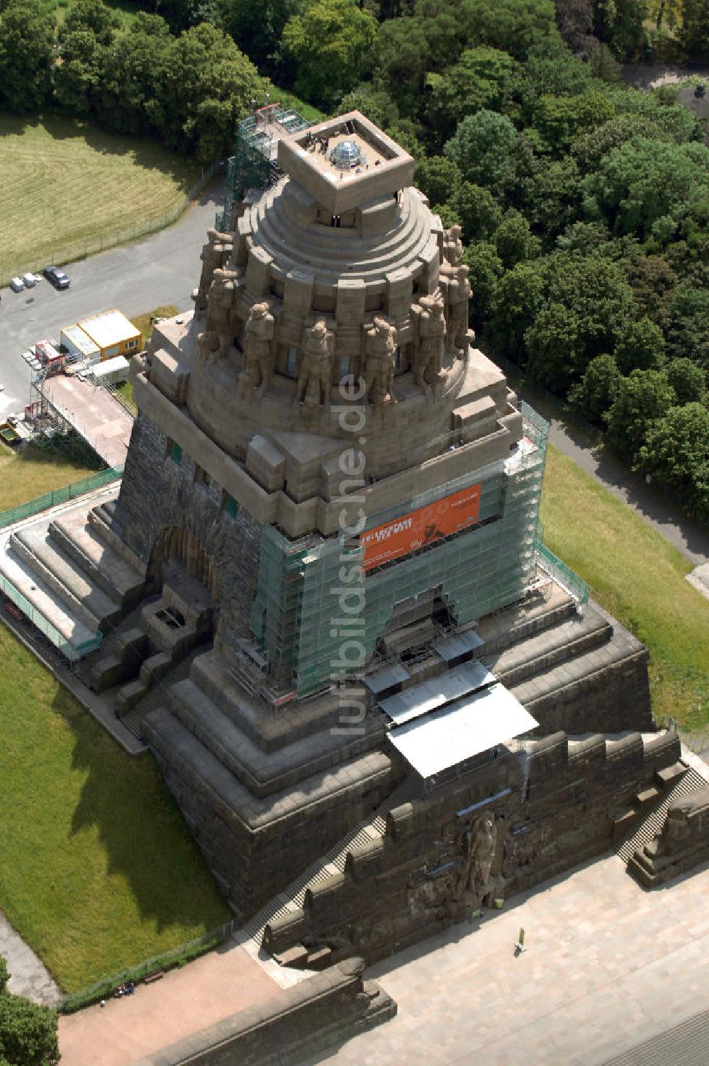 Luftaufnahme Leipzig - Sanierung Völkerschlachtdenkmal Leipzig