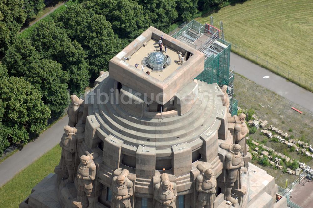 Leipzig von oben - Sanierung Völkerschlachtdenkmal Leipzig