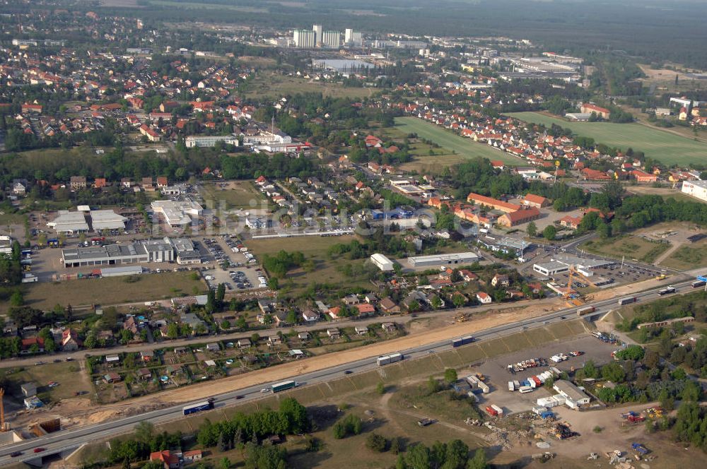 FÜRSTENWALDE von oben - Sanierungs- und Ausbauarbeiten an der A12 bei Fürstenwalde