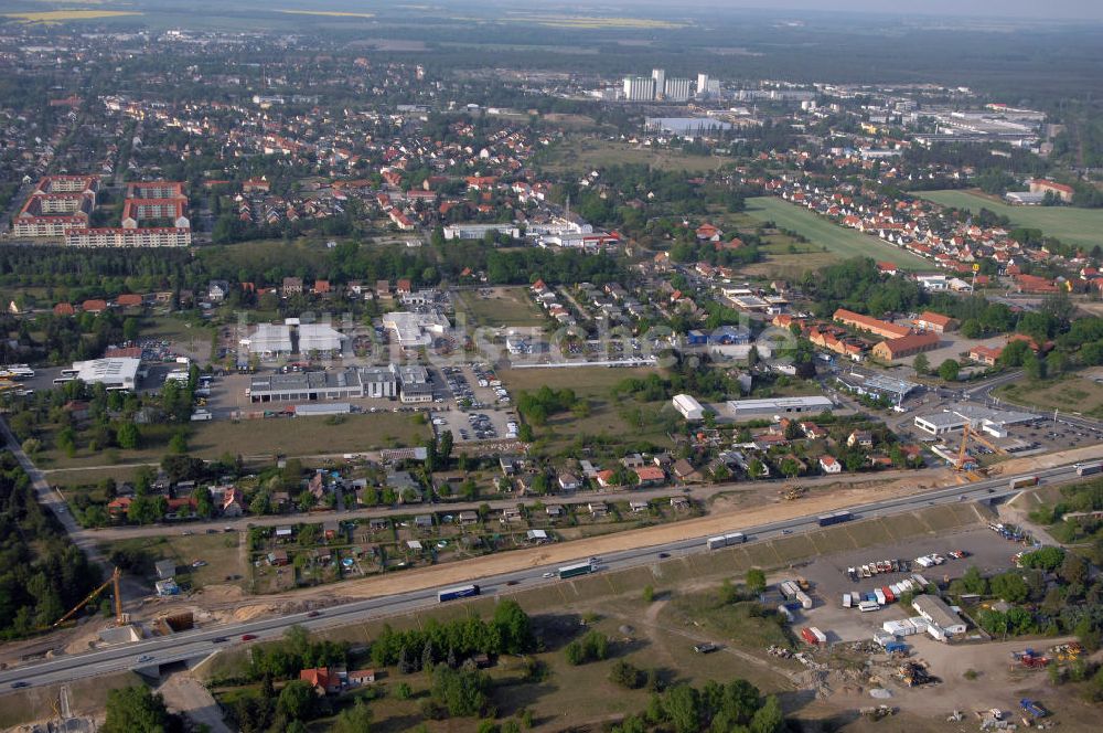 FÜRSTENWALDE aus der Vogelperspektive: Sanierungs- und Ausbauarbeiten an der A12 bei Fürstenwalde