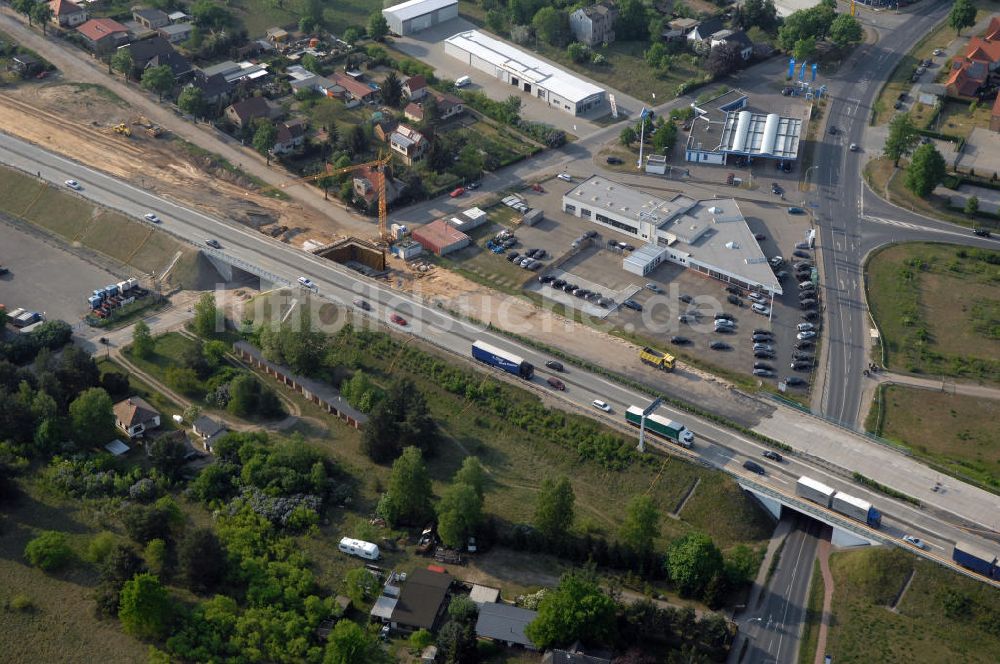 FÜRSTENWALDE aus der Vogelperspektive: Sanierungs- und Ausbauarbeiten an der A12 bei Fürstenwalde