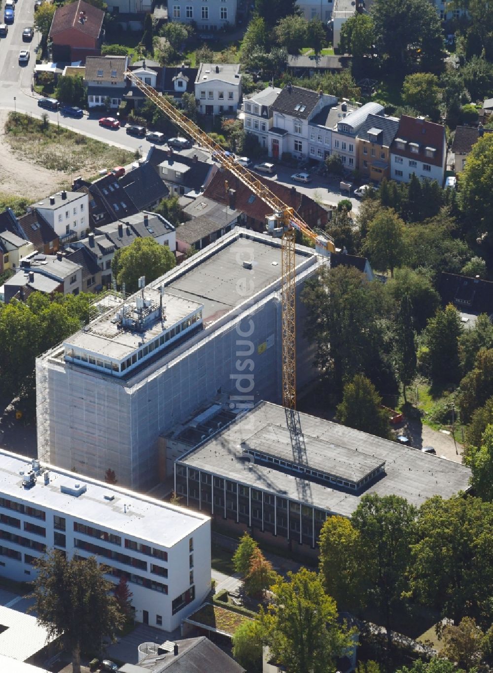 Luftbild Lübeck - Sanierungsarbeiten am Amtsgericht Lübeck in Lübeck im Bundesland Schleswig-Holstein, Deutschland