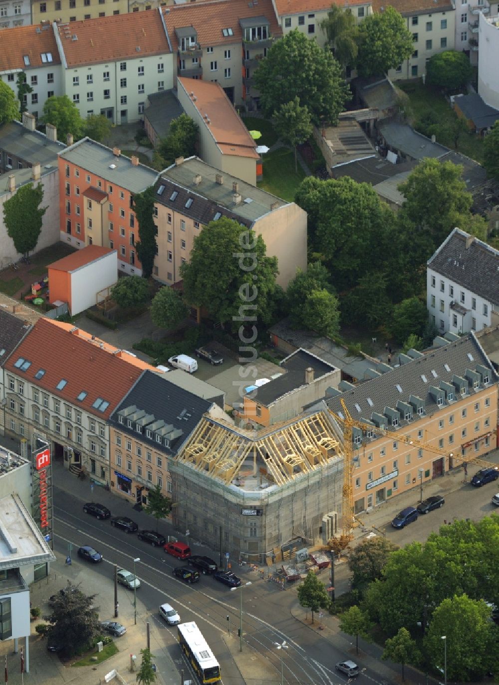 Luftaufnahme Berlin - Sanierungsarbeiten und Baustelle am Köllnischen Platz im Ortsteil Köpenick in Berlin