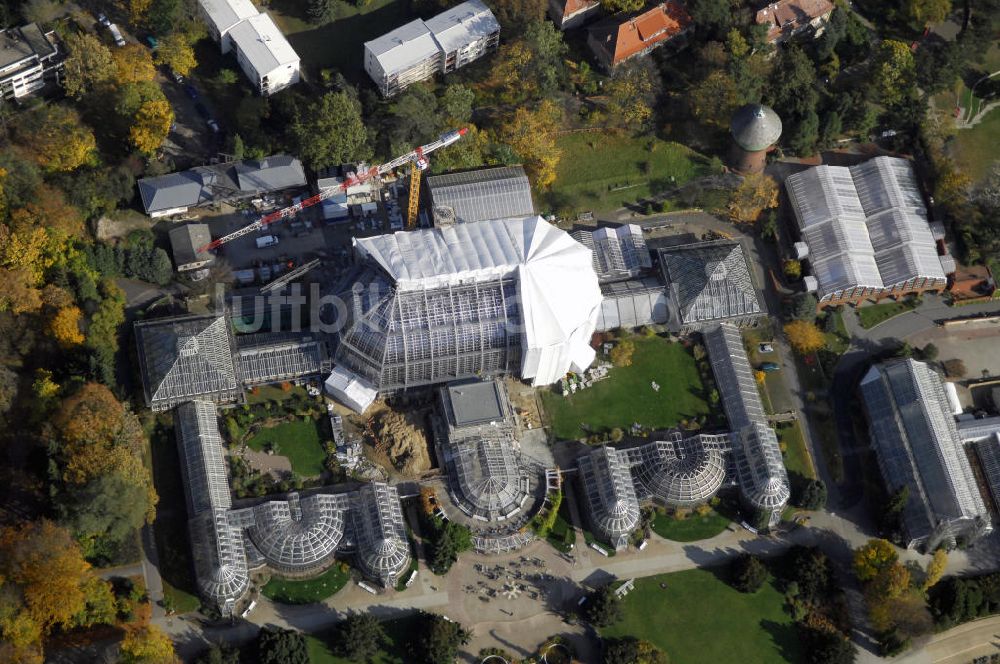 Luftaufnahme Berlin - Sanierungsarbeiten des Botanischen Garten Berlin-Dahlem