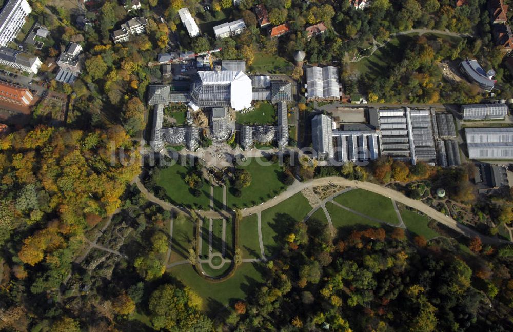 Luftbild Berlin - Sanierungsarbeiten des Botanischen Garten Berlin-Dahlem