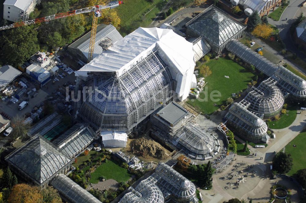 Luftbild Berlin - Sanierungsarbeiten des Botanischen Garten Berlin-Dahlem