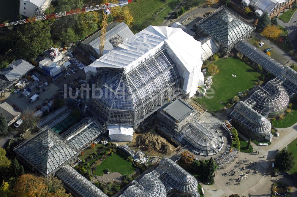 Luftaufnahme Berlin - Sanierungsarbeiten des Botanischen Garten Berlin-Dahlem