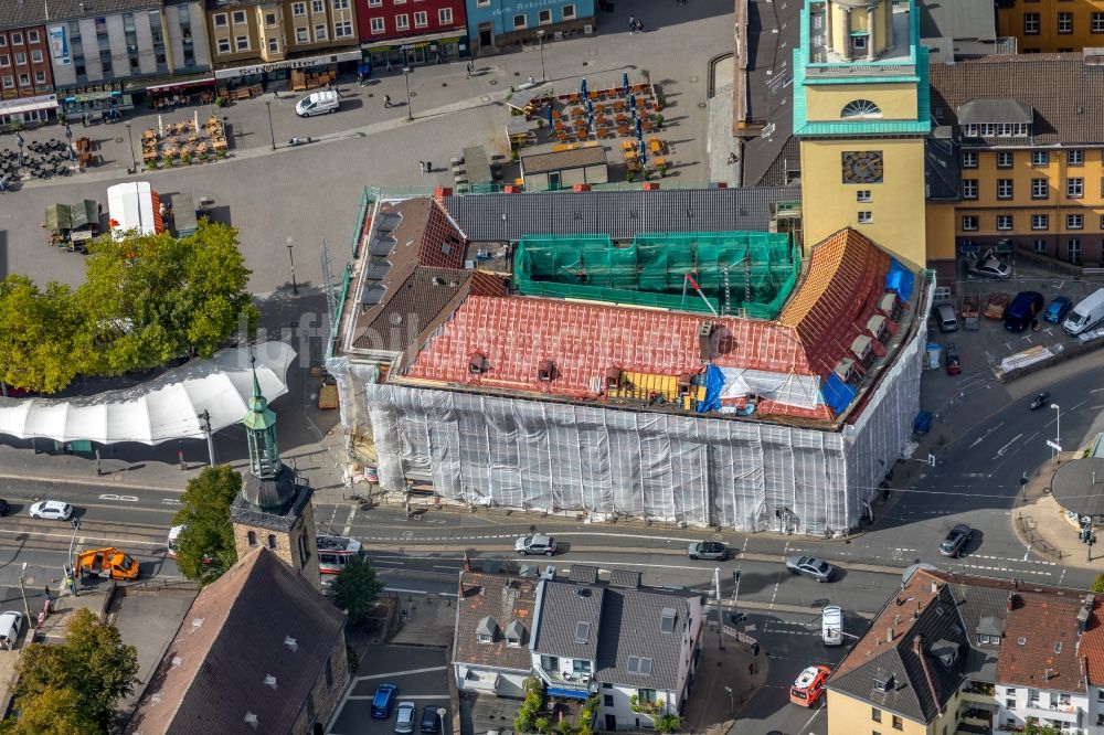 Luftbild Witten - Sanierungsarbeiten am Gebäude der Stadtverwaltung - Rathaus im Ortsteil Bommern in Witten im Bundesland Nordrhein-Westfalen