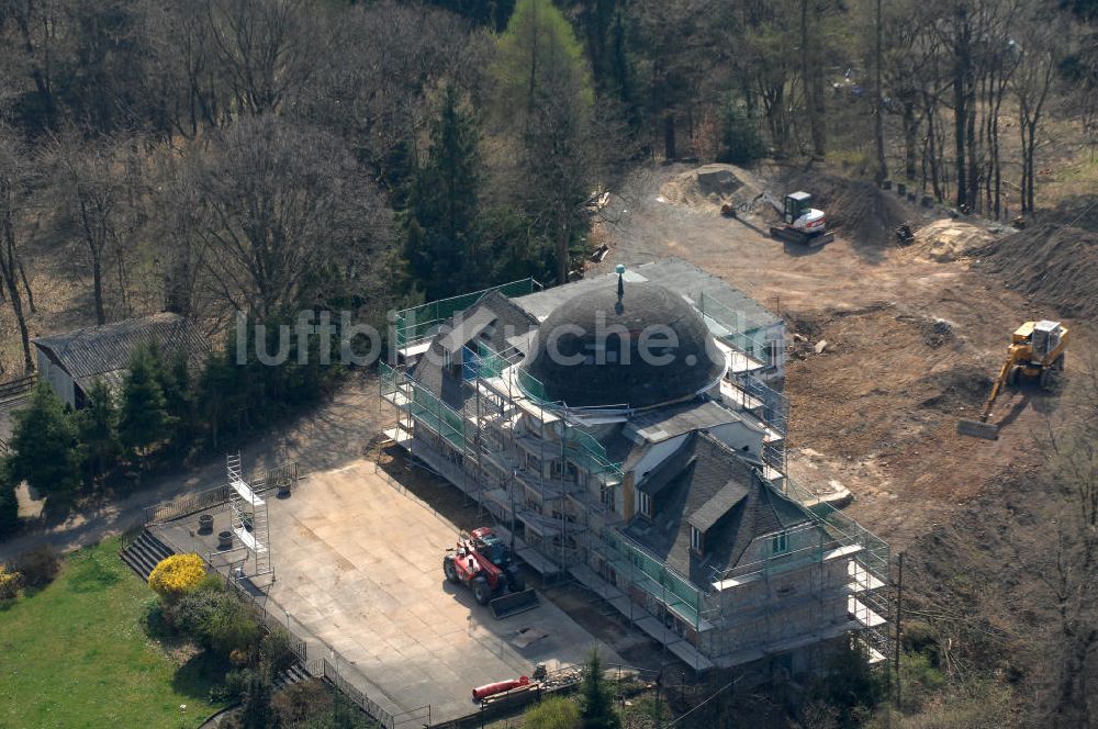 Ballenstedt von oben - Sanierungsarbeiten am Jagdschloss Röhrkopf