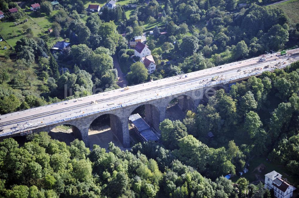 Luftbild Eisenach - Sanierungsarbeiten der Karolinentalbrücke Eisenach