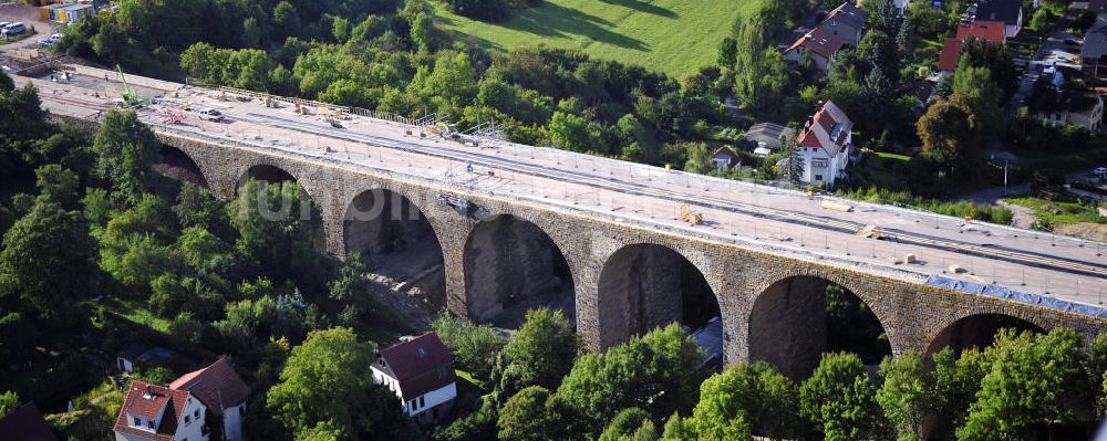 Luftbild Eisenach - Sanierungsarbeiten der Karolinentalbrücke Eisenach