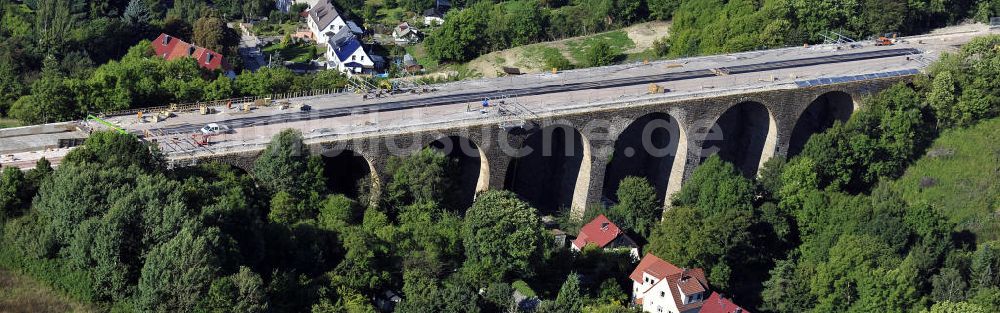 Eisenach aus der Vogelperspektive: Sanierungsarbeiten der Karolinentalbrücke Eisenach