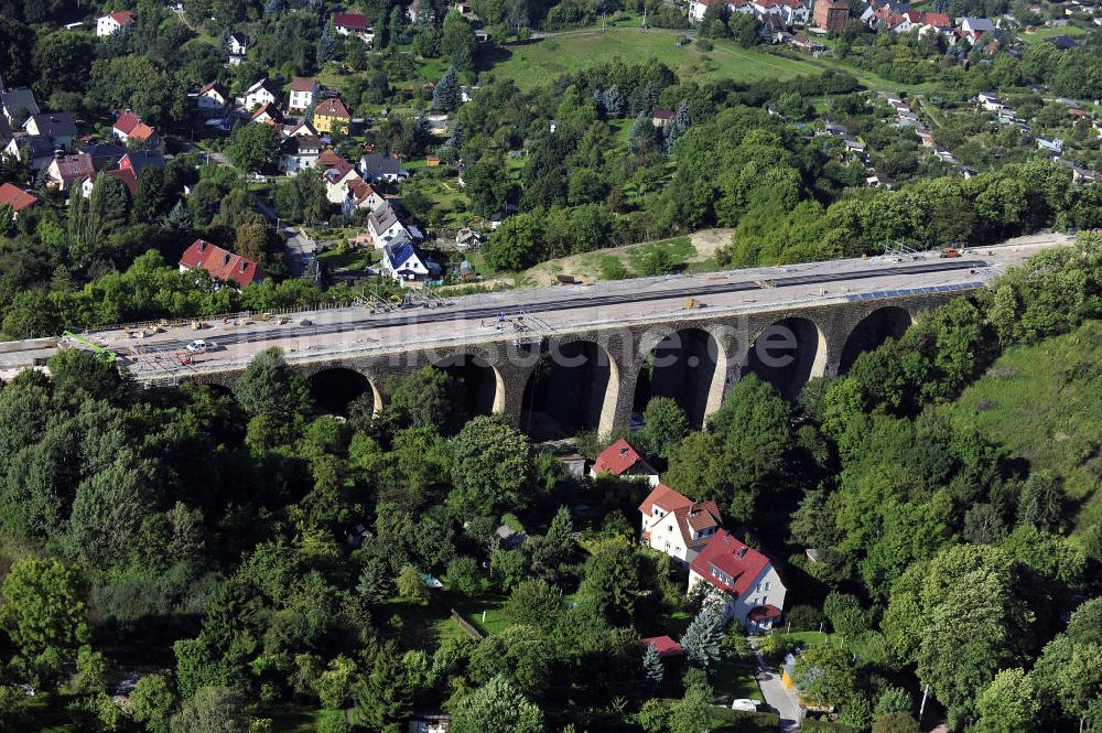 Luftbild Eisenach - Sanierungsarbeiten der Karolinentalbrücke Eisenach