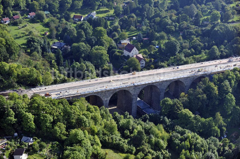 Luftbild Eisenach - Sanierungsarbeiten der Karolinentalbrücke Eisenach