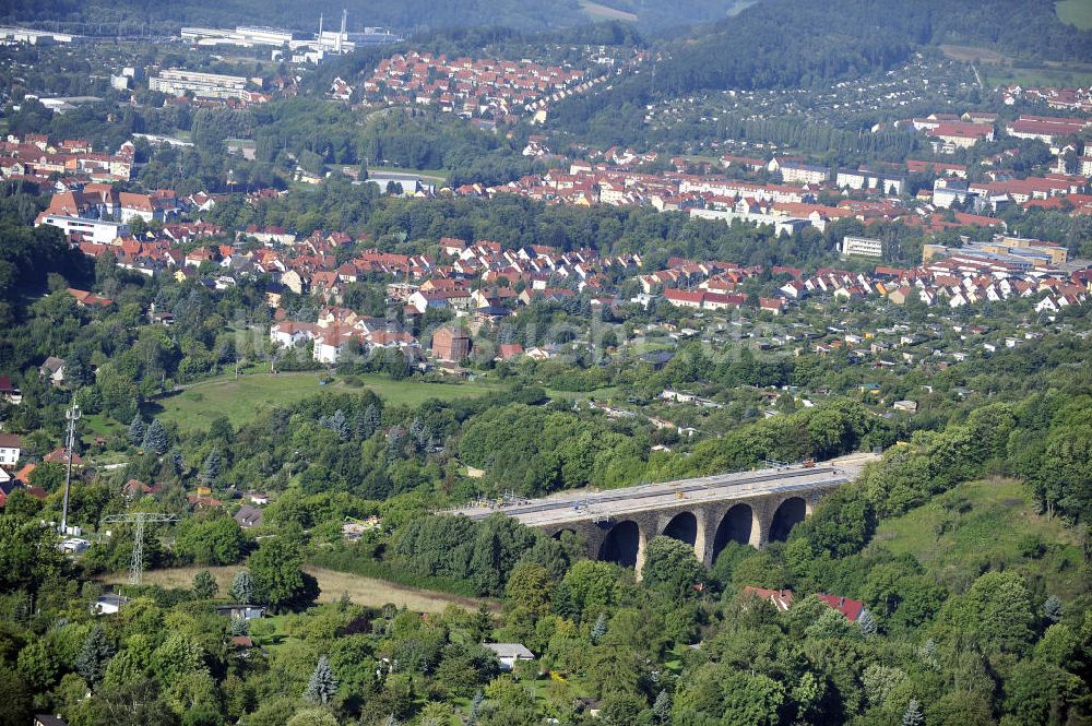 Eisenach aus der Vogelperspektive: Sanierungsarbeiten der Karolinentalbrücke Eisenach