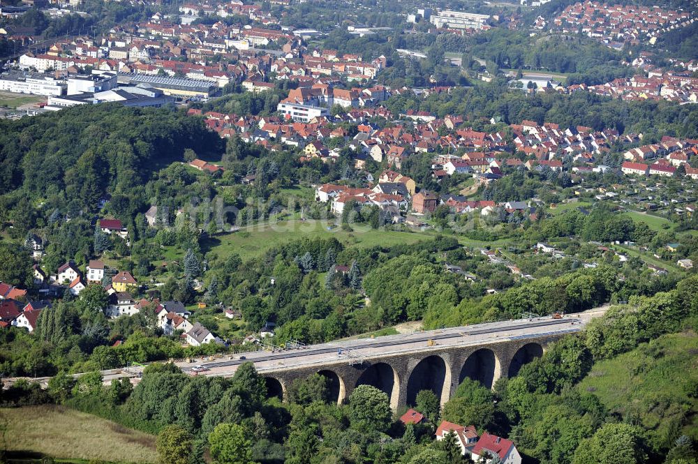 Luftaufnahme Eisenach - Sanierungsarbeiten der Karolinentalbrücke Eisenach