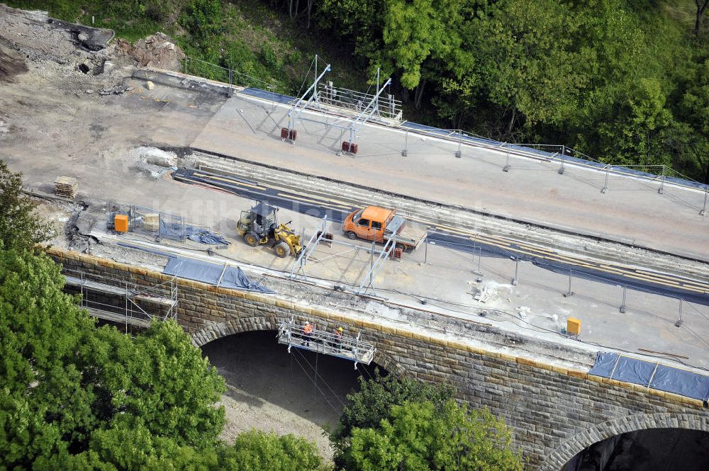 Luftbild Eisenach - Sanierungsarbeiten der Karolinentalbrücke Eisenach