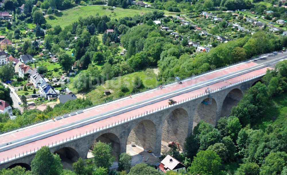 Luftbild Eisenach - Sanierungsarbeiten der Karolinentalbrücke Eisenach