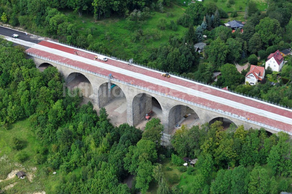 Luftbild Eisenach - Sanierungsarbeiten der Karolinentalbrücke Eisenach