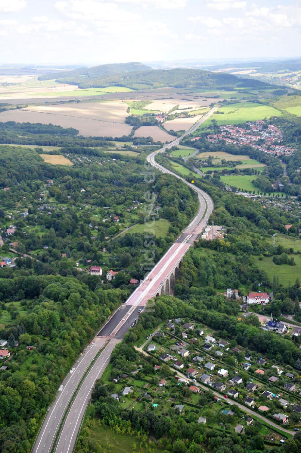 Luftbild Eisenach - Sanierungsarbeiten der Karolinentalbrücke Eisenach