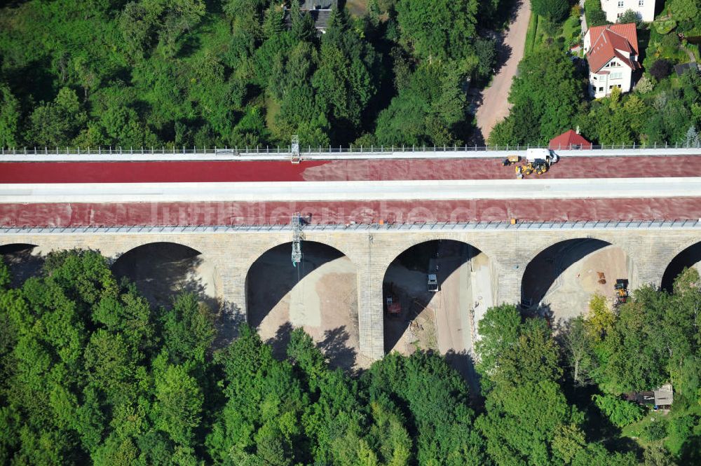 Luftbild Eisenach - Sanierungsarbeiten der Karolinentalbrücke Eisenach