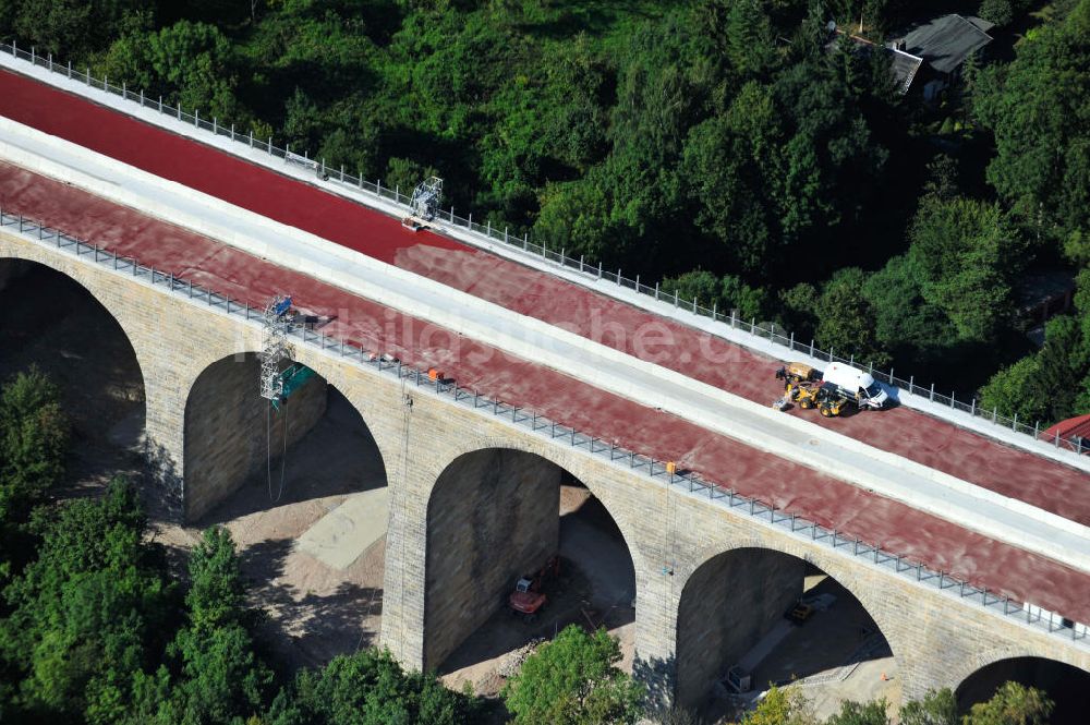 Eisenach aus der Vogelperspektive: Sanierungsarbeiten der Karolinentalbrücke Eisenach