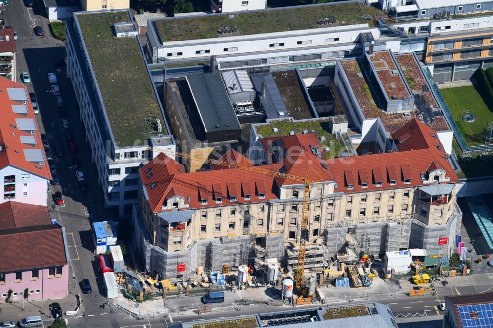 Stuttgart von oben - Sanierungsarbeiten am Klinikgebäude des Diakonie Klinikum in Stuttgart im Bundesland Baden-Württemberg, Deutschland