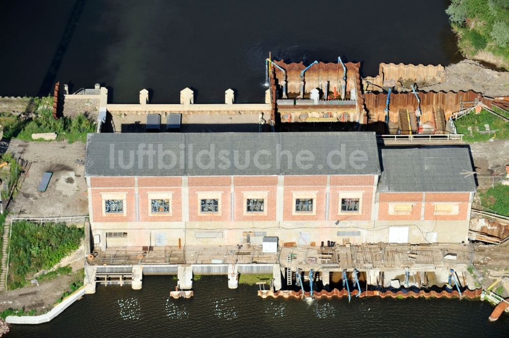 Luftaufnahme Garsedow - Sanierungsarbeiten am Schöpfwerk bei Garsedow im Bundesland Brandenburg