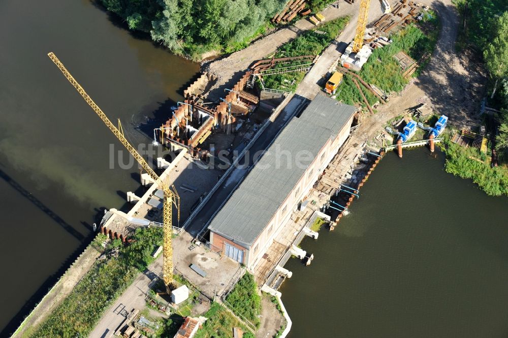 Luftaufnahme Garsedow - Sanierungsarbeiten am Schöpfwerk bei Garsedow im Bundesland Brandenburg