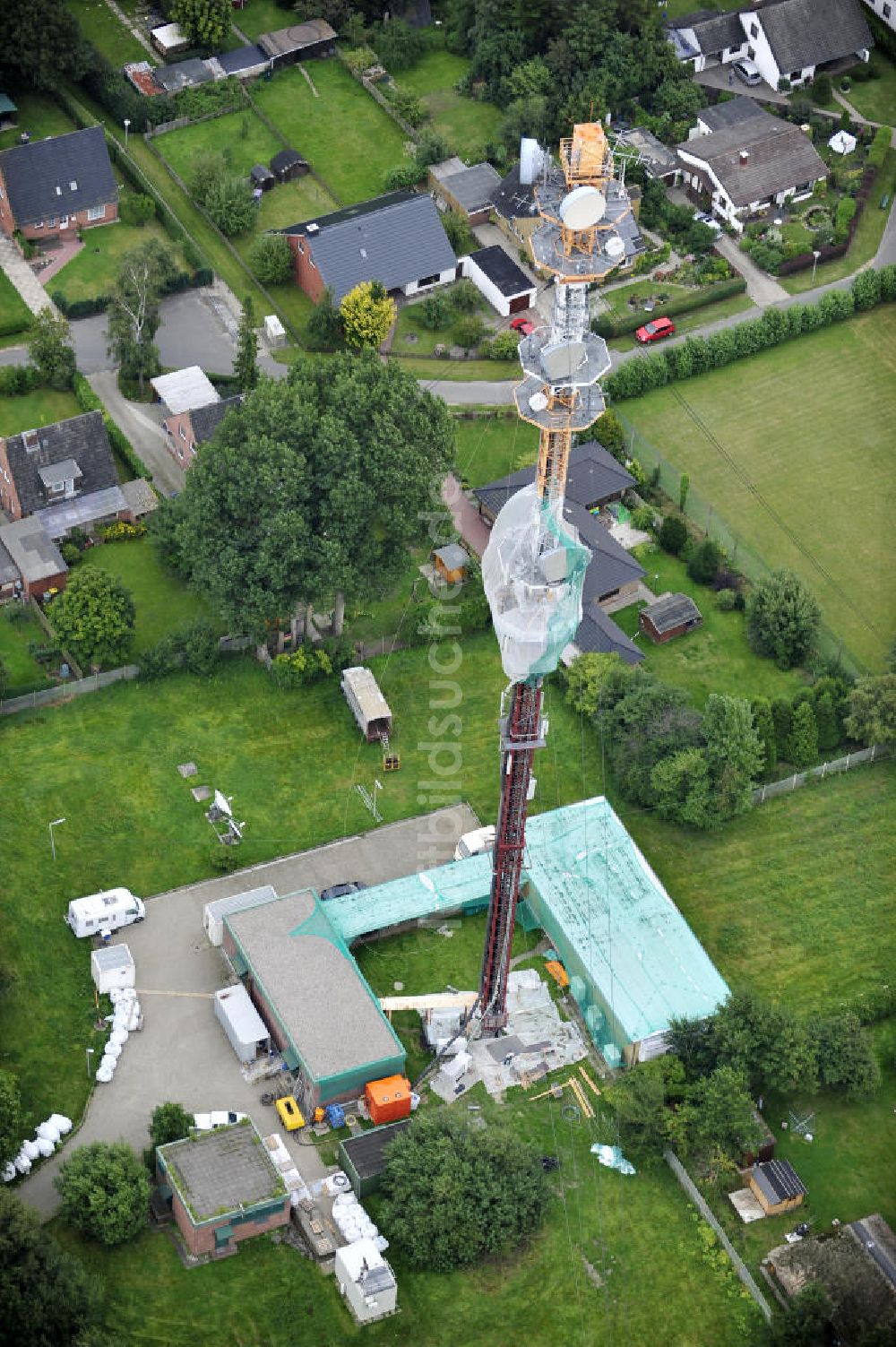 Garding von oben - Sanierungsarbeiten am Sendemast Garding / Eiderstedt