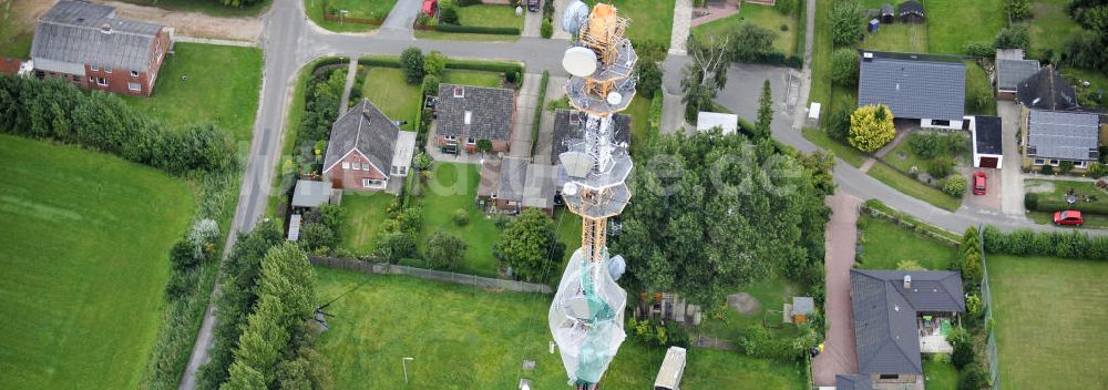 Luftbild Garding - Sanierungsarbeiten am Sendemast Garding / Eiderstedt