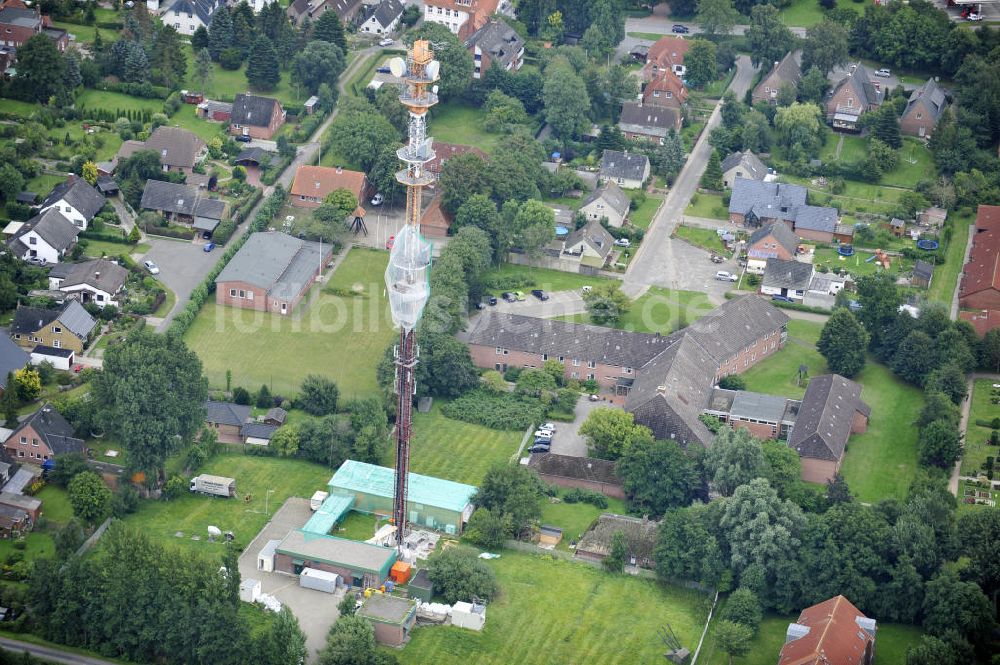 Garding von oben - Sanierungsarbeiten am Sendemast Garding / Eiderstedt