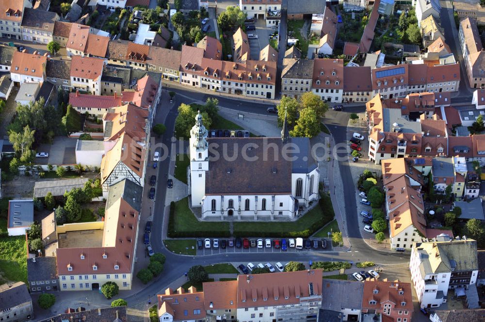 Pegau aus der Vogelperspektive: Sankt-Laurentius-Kirche in Pegau, Sachsen