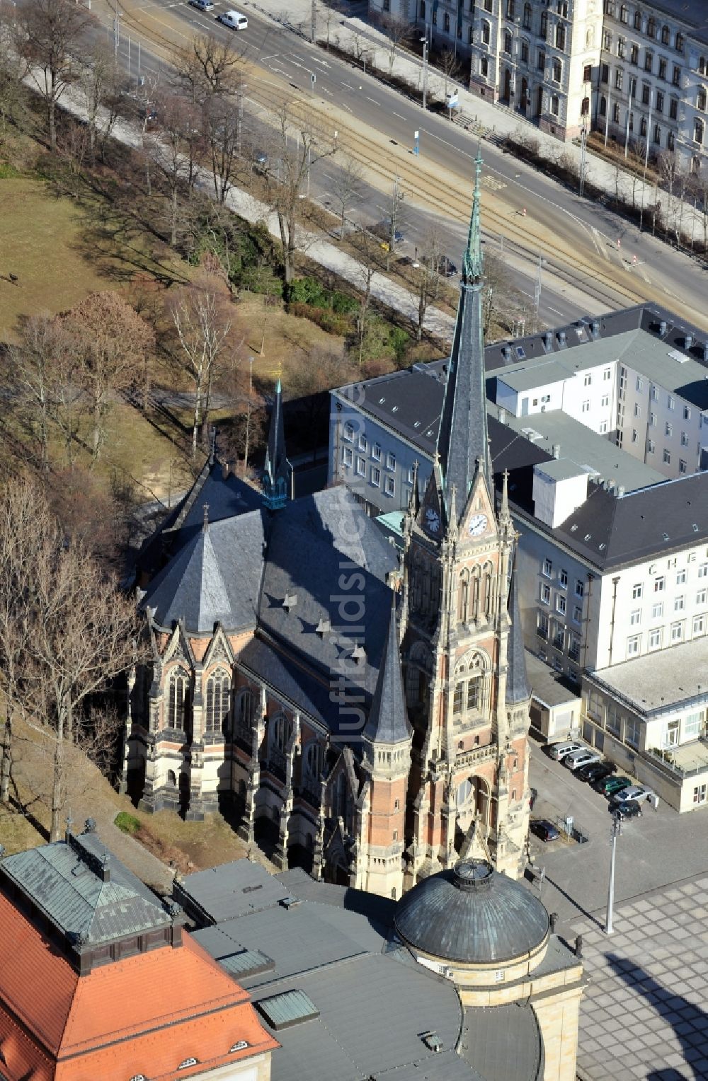 Luftaufnahme Chemnitz - Sankt Petrikirche in Chemnitz im Bundesland Sachsen