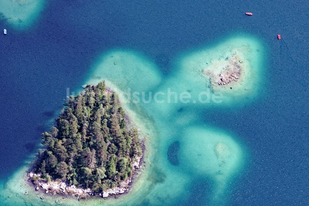 Luftbild Grainau - Sasseninsel im Eibsee bei Garmisch-Partenkirchen im Bundesland Bayern