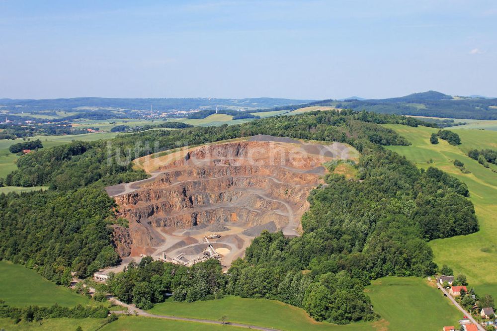 Luftaufnahme Mittelherwigsdorf - Scheibeberg im Naturpark Zittauer Gebirge, Sachsen